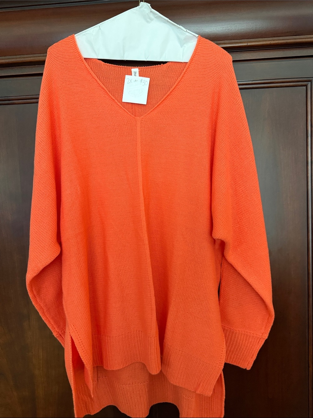 Zenana Outfitters Orange V-Neck Sweater